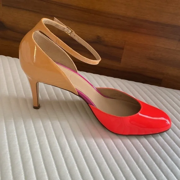J. Crew Coraline Patent Leather Colorblock Ankle Strap Pumps Heels. Size 10. - Picture 6 of 13